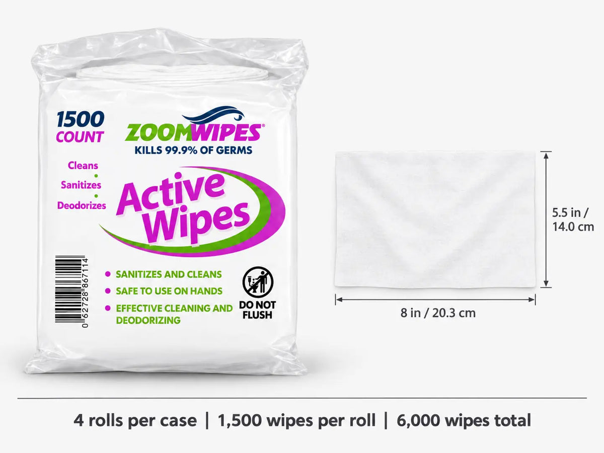 Zoom Active Quick-Sanitizing Wipes, 4-Roll Case (6,000 Wipes)