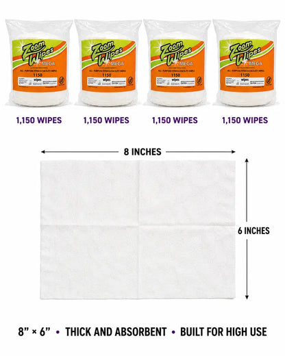 Zoom Mega Cleaning & Deodorizing Wipes, 4-Roll Case (4,600 Wipes)