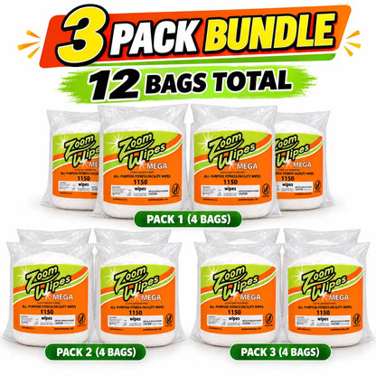 Zoom Mega Cleaning & Deodorizing Wipes, 3-Case Bundle (13,800 Wipes)