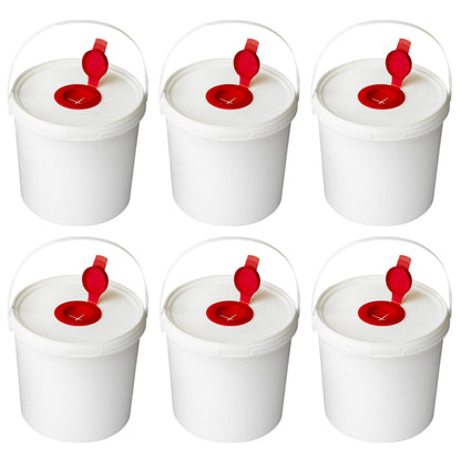 Wipe Dispenser Buckets, 6-Pack with Dispensing Lids