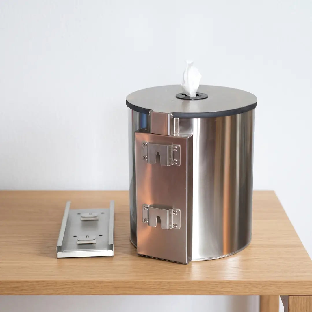 Stainless Steel Wall-Mounted Wipe Dispenser with Hinged Lid
