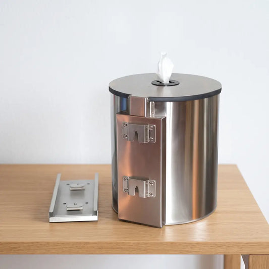 Stainless Steel Wall-Mounted Wipe Dispenser with Hinged Lid
