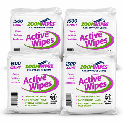 Zoom Active Quick-Sanitizing Wipes, 4-Roll Case (6,000 Wipes)
