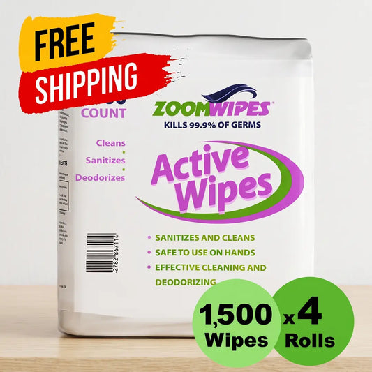 Zoom Active Quick-Sanitizing Wipes, 4-Roll Case (6,000 Wipes)